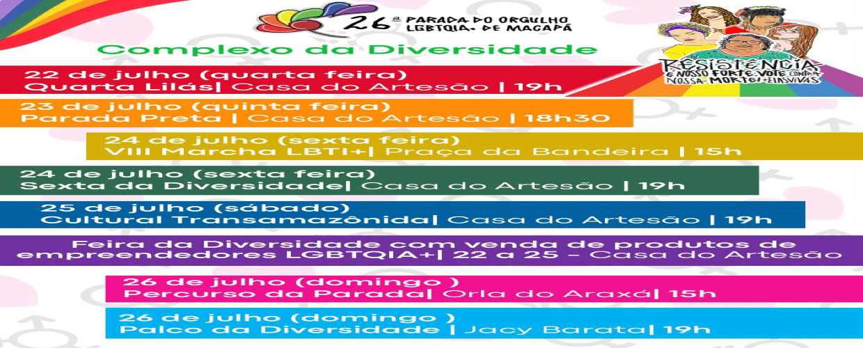 Calendário de eventos da 26ª Parada do Orgulho LGBTQIAPN+
